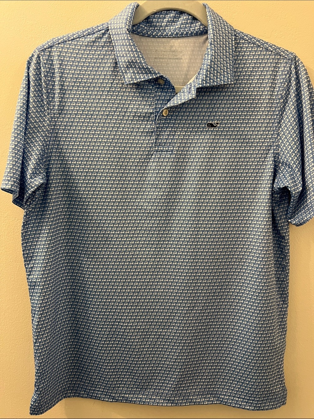 Vineyard Vines Blue Golf Cart Micro-Print Kids Polo